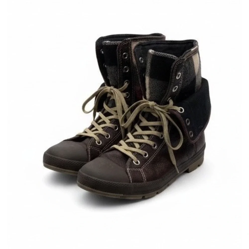 Woolrich Leather Lace-Up Combat Boots Men's 10.5 Women's 12 Brown